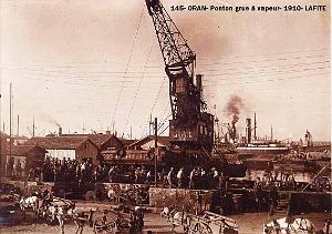 145- Oran- port- ponton grue a vapeur- 1910- Henri Lafite